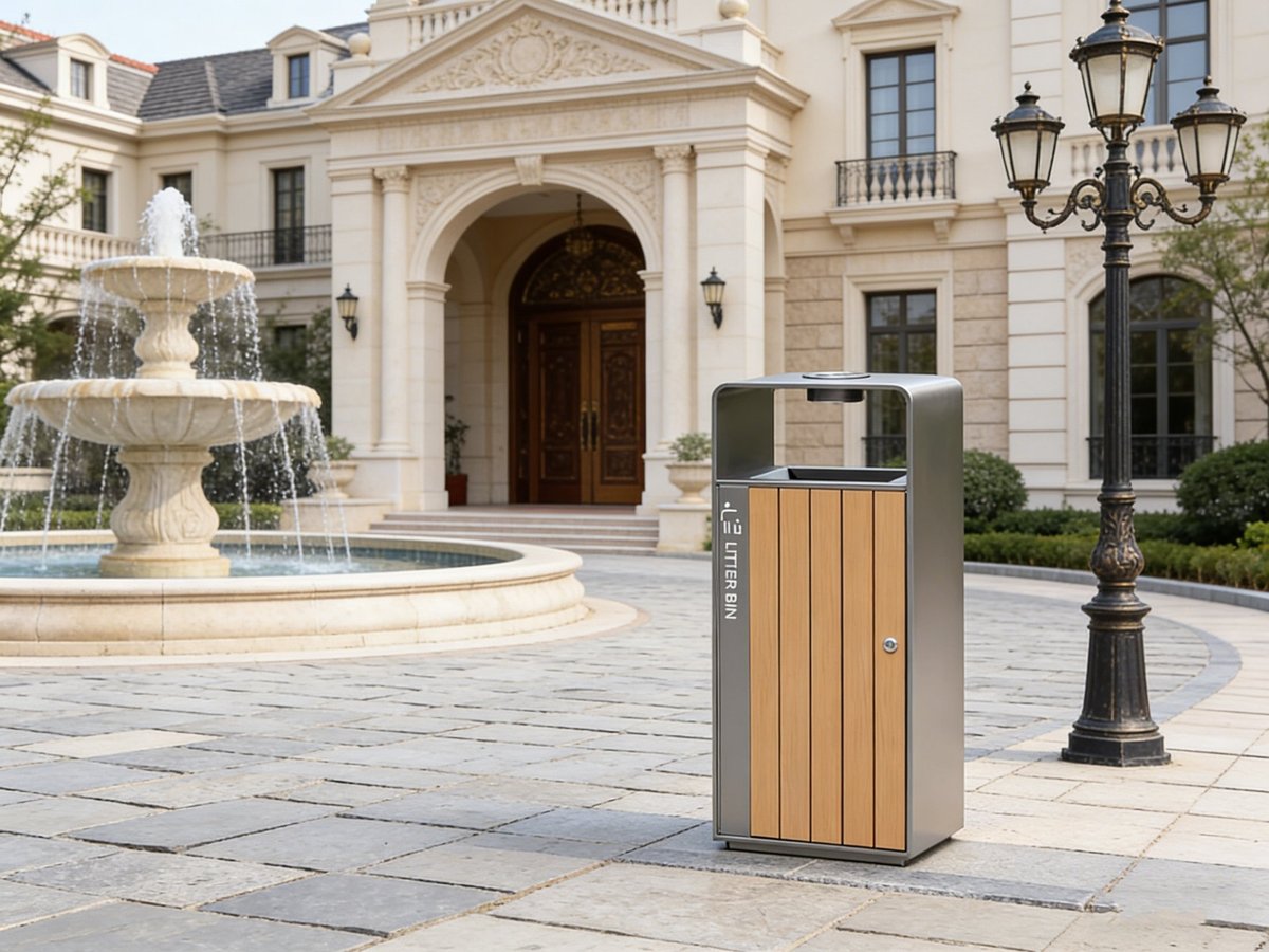 Timberline Wood-Slat Litter Bin