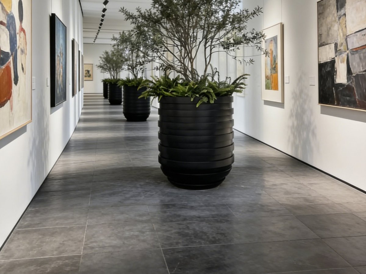 Atrium Ribbed Round Planter